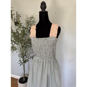 Topshop Smoked Stripped Sz 8 Open Back Bohemian Cottagecore Dress